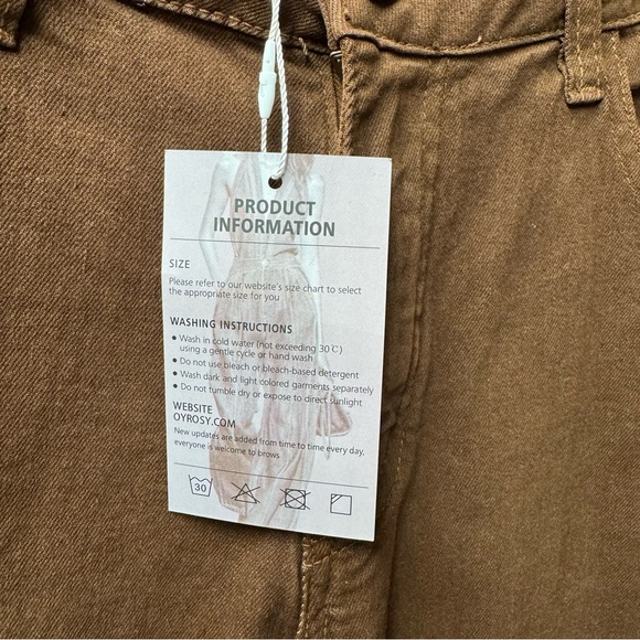 NEW Oyrosy Vintage Western Fringe Flared Jeans Brown Small - Picture 8 of 13